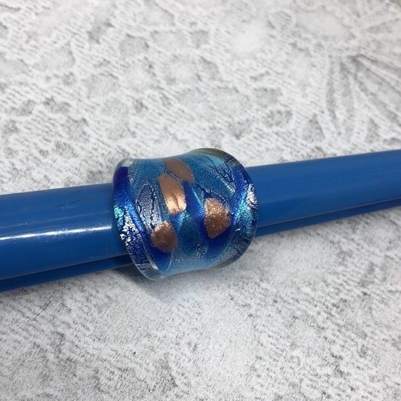 Bundle lot 2 foil art glass statement rings boho - Picture 6 of 9